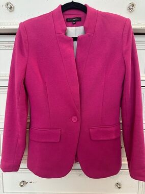Gibson Hot Pink Collarless Tailored Blazer